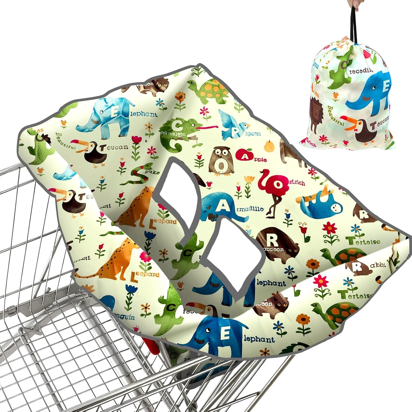 PICcircuit baby shopping cart cover cute zoo print front view