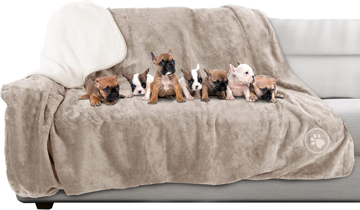 Waterproof Pet Blanket - 50x60-Inch Reversible Sherpa Fleece Throw Protects Couches, Cars, and Beds from Spills, Stains, and Fur by PETMAKER (Gray) - Image 13