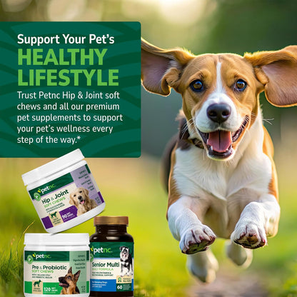 PetNC pre and probiotic 120 count soft chews for occasional pet gas relief.
