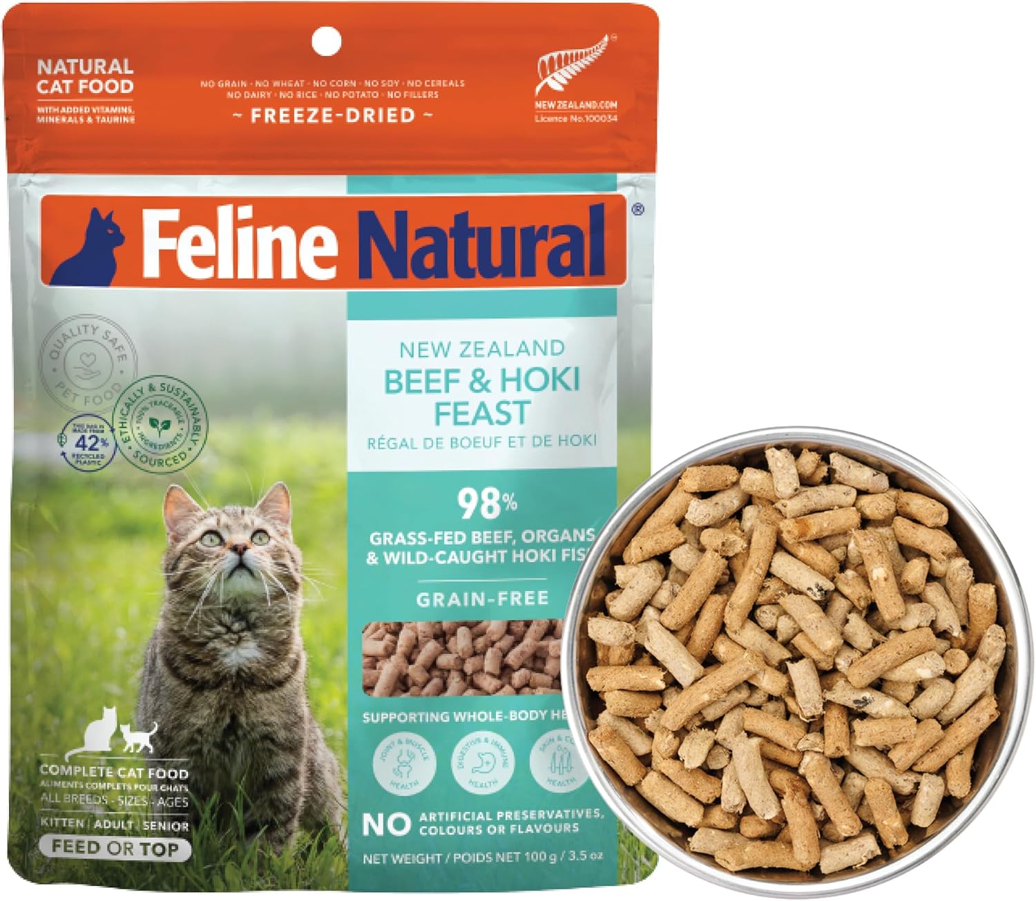 Feline Natural High Protein Dry Cat Food, Freeze-Dried Diet with 98% Meat, Organs & Seafood, No Peas, Grains, or Artificial Additives, Made in New Zealand, Chicken & Lamb, 11oz - Image 9