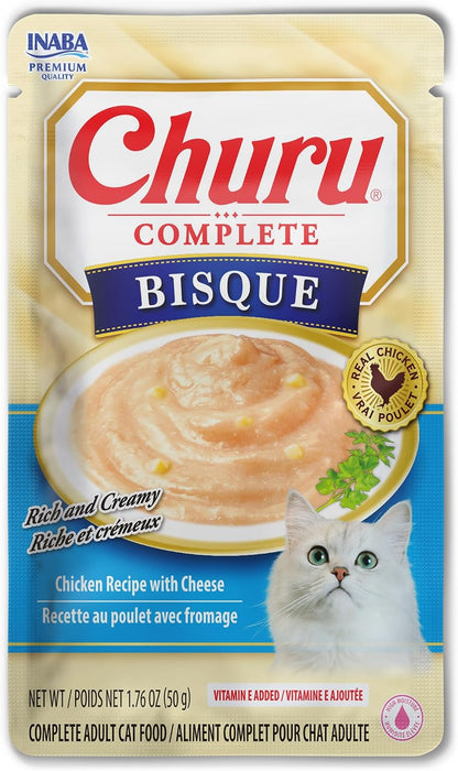 INABA Churu Complete Bisque for Cats, Grain-Free, High Protein & Moisture, Wet Cat Food with Fish Oil, 1.76oz. Pouch, 12 Pouches, Chicken Recipe - Image 10