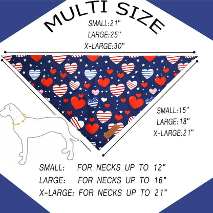 Realeaf reversible American flag pet scarf showing red white and blue heart patterns