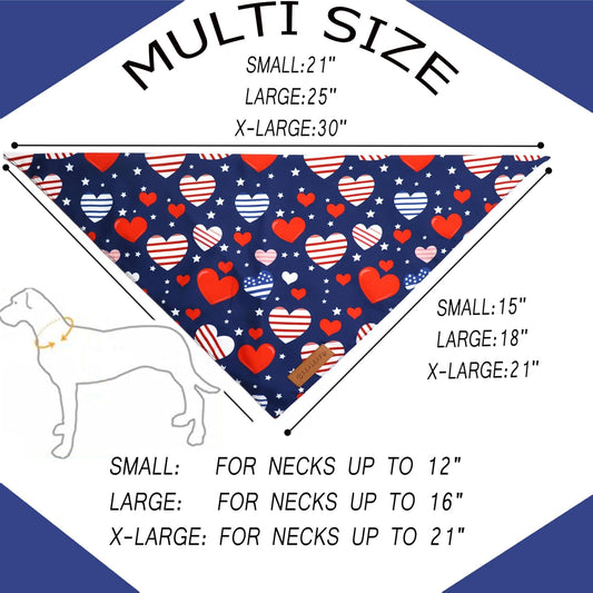 Realeaf reversible American flag pet scarf showing red white and blue heart patterns