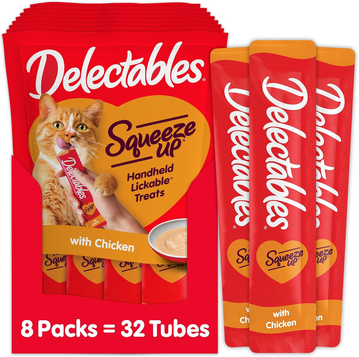 Delectables Squeeze Up Creamy Squeezable Puree, Lickable Wet Cat Treats, Grain Free, No Added Fillers, No By-Products, No Added Preservatives, 0.5 Ounces Chicken & Veggies, 32 Tubes Total - Image 10