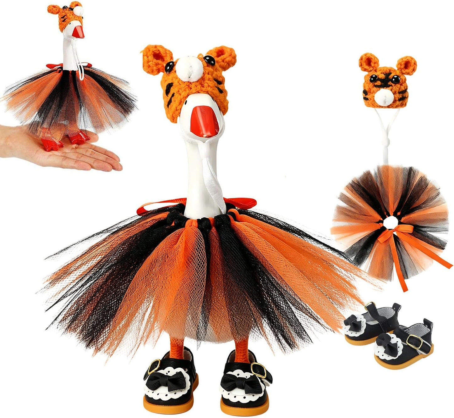 4 Set Shoes for Desk Goose 7 inches, Mini Goose Accessories with Pink Black Red White Shoes, Outfit Decoration for Desktop Goose, Doll Dress Up Accessories (Shoes) - Image 15