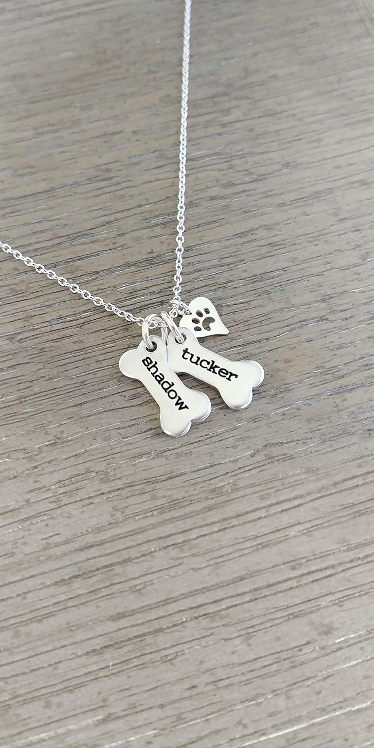 Premium 925 sterling silver pet sympathy gift necklace displaying custom engraving