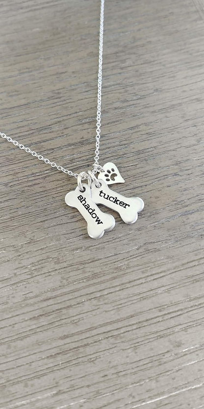 Premium 925 sterling silver pet sympathy gift necklace displaying custom engraving