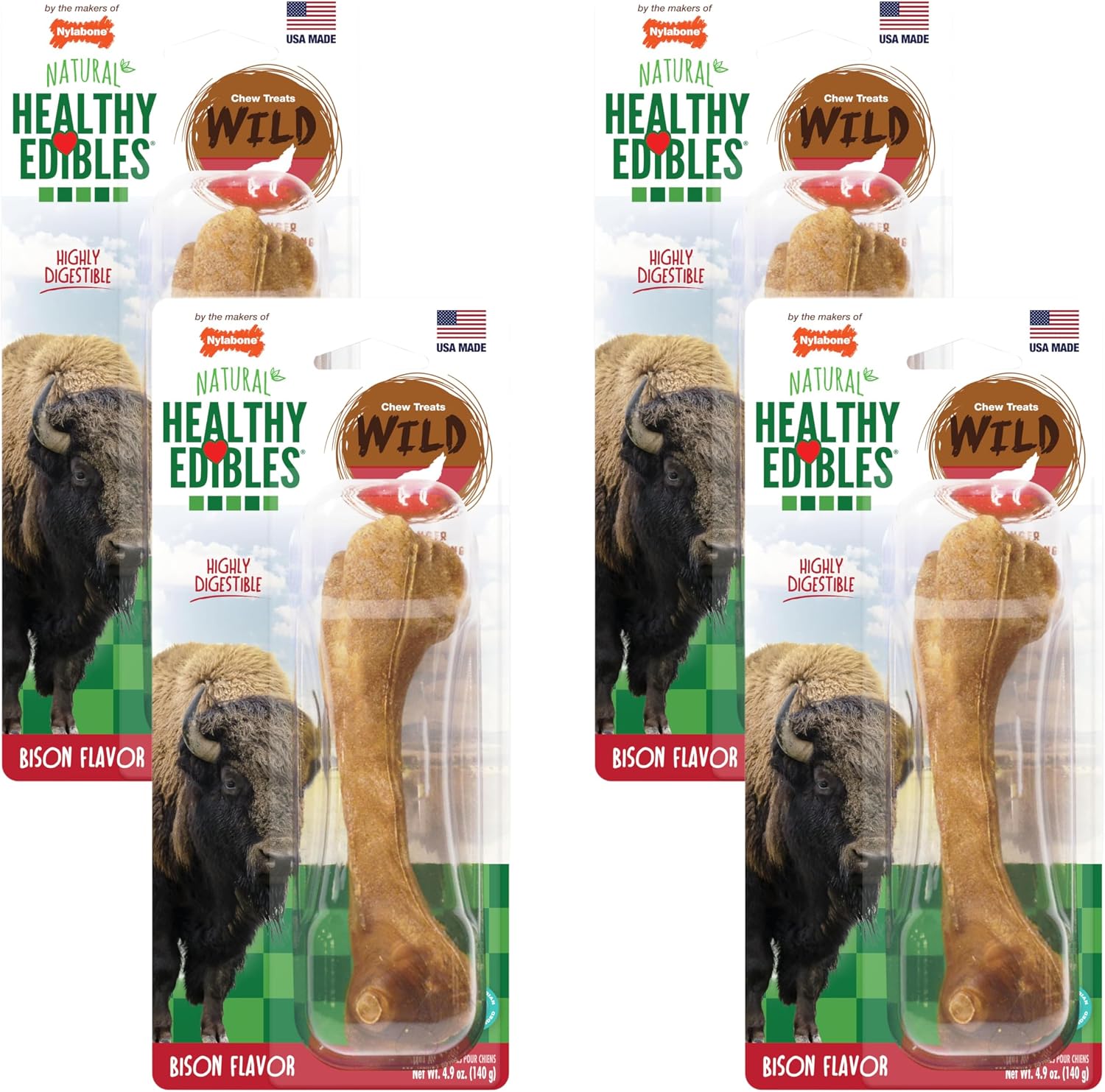 Nylabone Healthy Edibles WILD Natural Dog Chew Treats for Large Dogs, Long Lasting Dog Chew Bones Made in USA, Bison Flavor, For Dogs Up to 50 lbs. (1 Count) - Image 14
