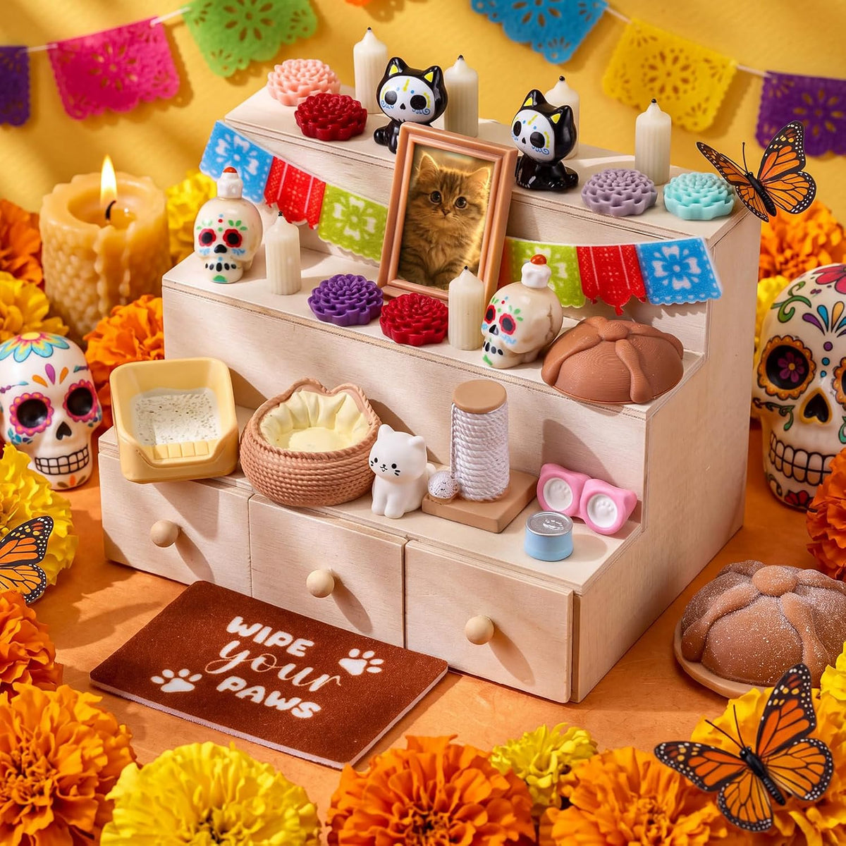 Dia De Los Muertos Mini Ofrenda Altar Day of The Dead Decor, Cat - Image 4