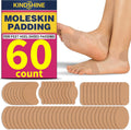 Kindshine 60 Count Moleskin Strips front view blister prevention adhesive pads.