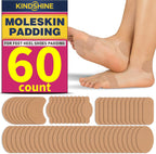 Kindshine 60 Count Moleskin Strips front view blister prevention adhesive pads.