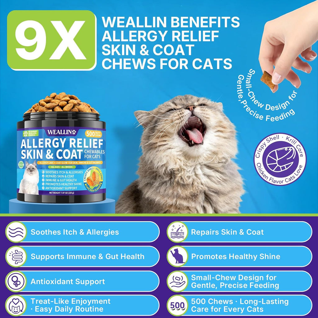 Crunchy cat treats with a krill core shown outside the packaging.