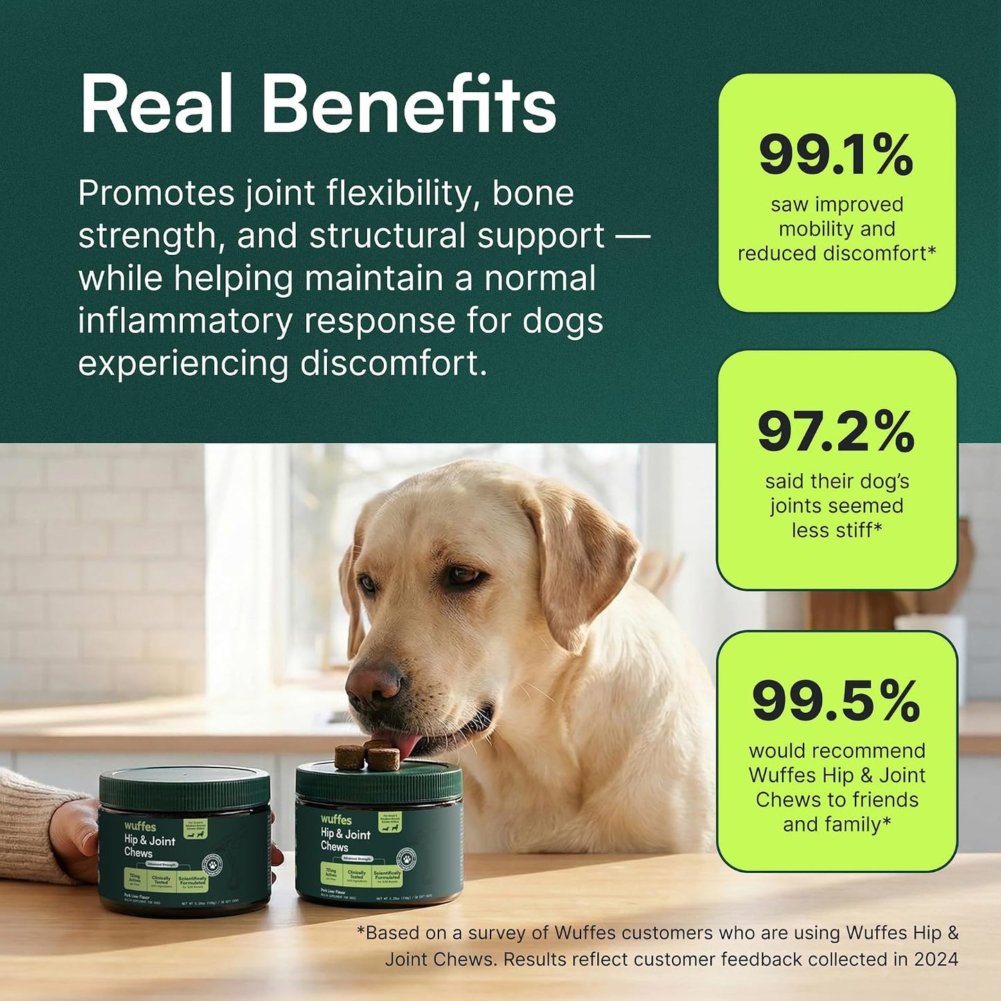 Wuffes advanced dog hip and joint support chews texture view