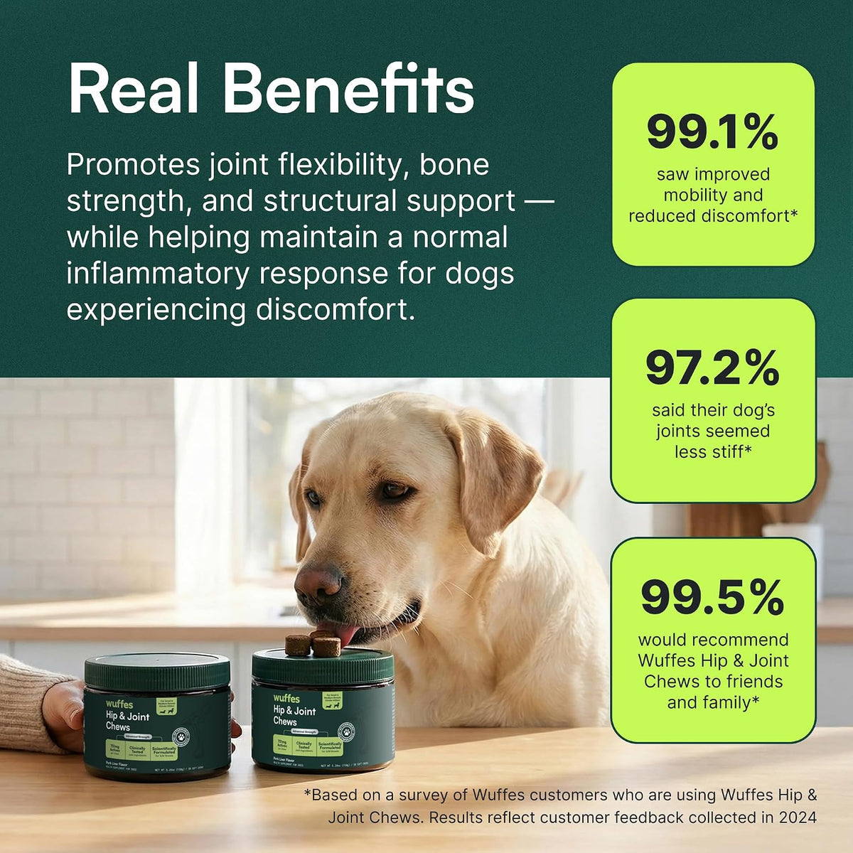Wuffes advanced dog hip and joint support chews texture view