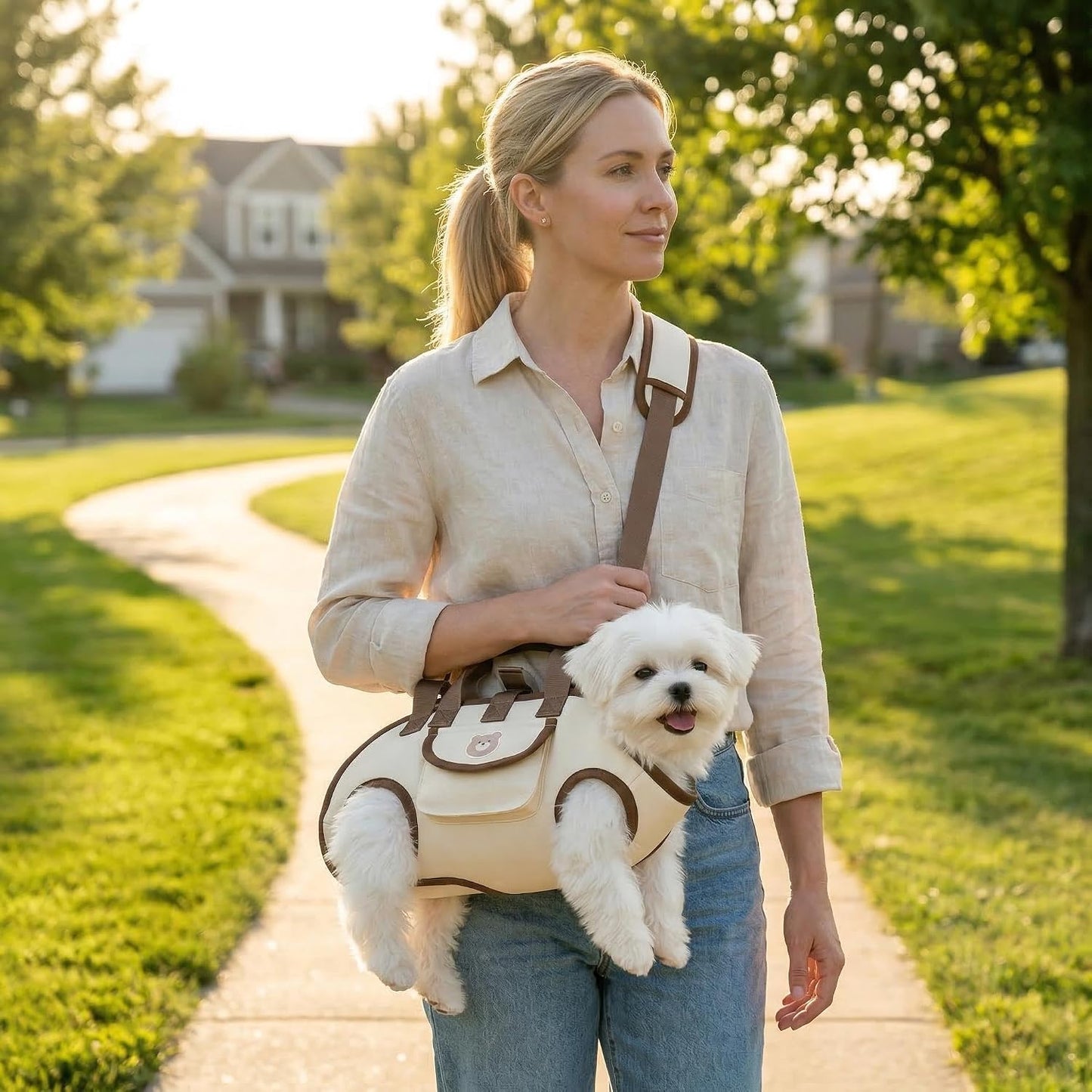 Yinghoyedo versatile pet tote showing carry positions