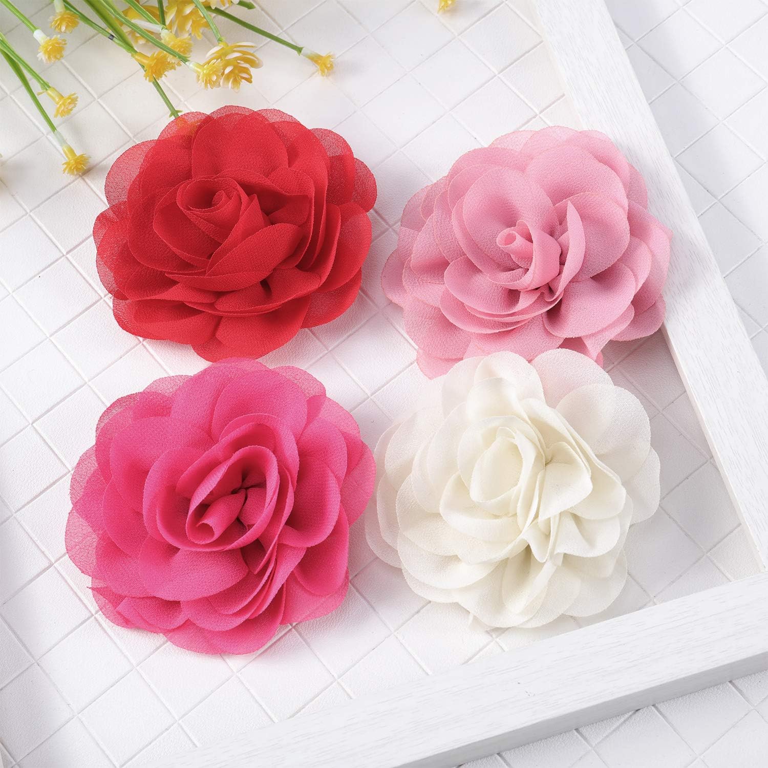 Chiffon rose flower dog charm displayed against a neutral background for sizing.