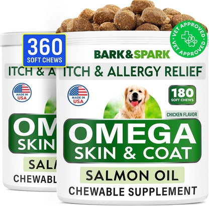 BARK&SPARK Dog Allergy Relief Soft Chews for Skin Health & Seasonal Allergies - Anti-Itch Supplement w/Omega-3, Quercetin & Bromelain Immune Treats for Dry Skin & Hot Spots - Chicken Liver - 180ct - Image 11