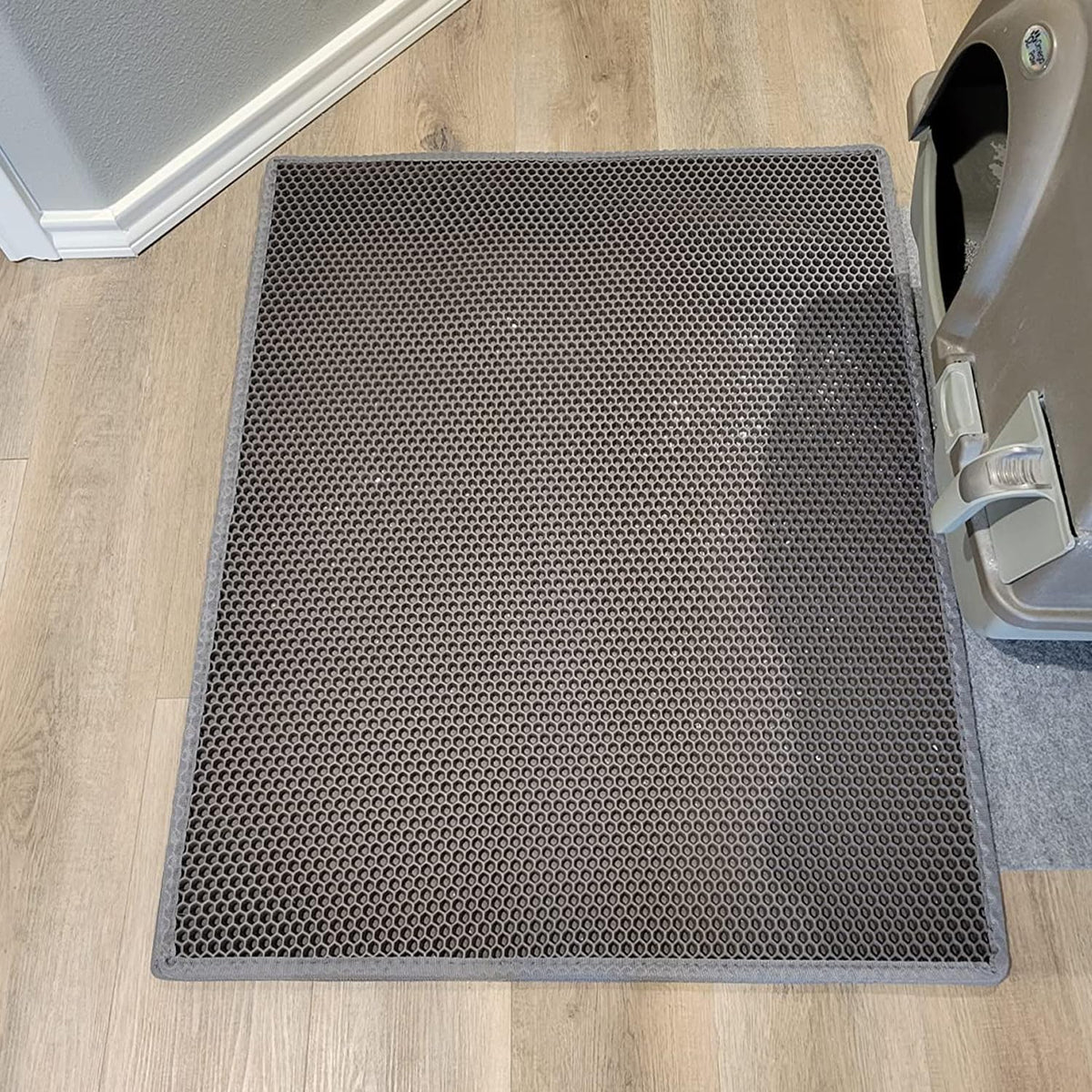 Waretary Cat Litter Box Mat: 36"x 30" Waterproof Kitty Cat Litter Trapping Mat, Easy-clean Double-layer Scatter Control Pad Rug (Grey) - Image 9