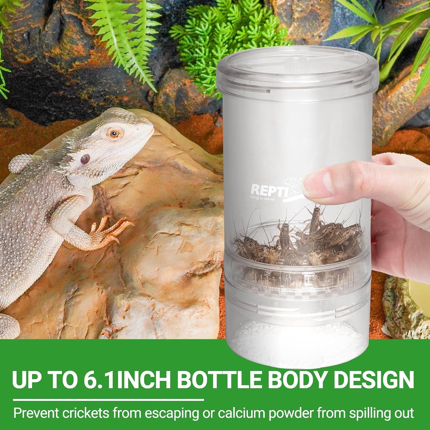 Top view of Repti Zoo cricket dispenser with rotating opening