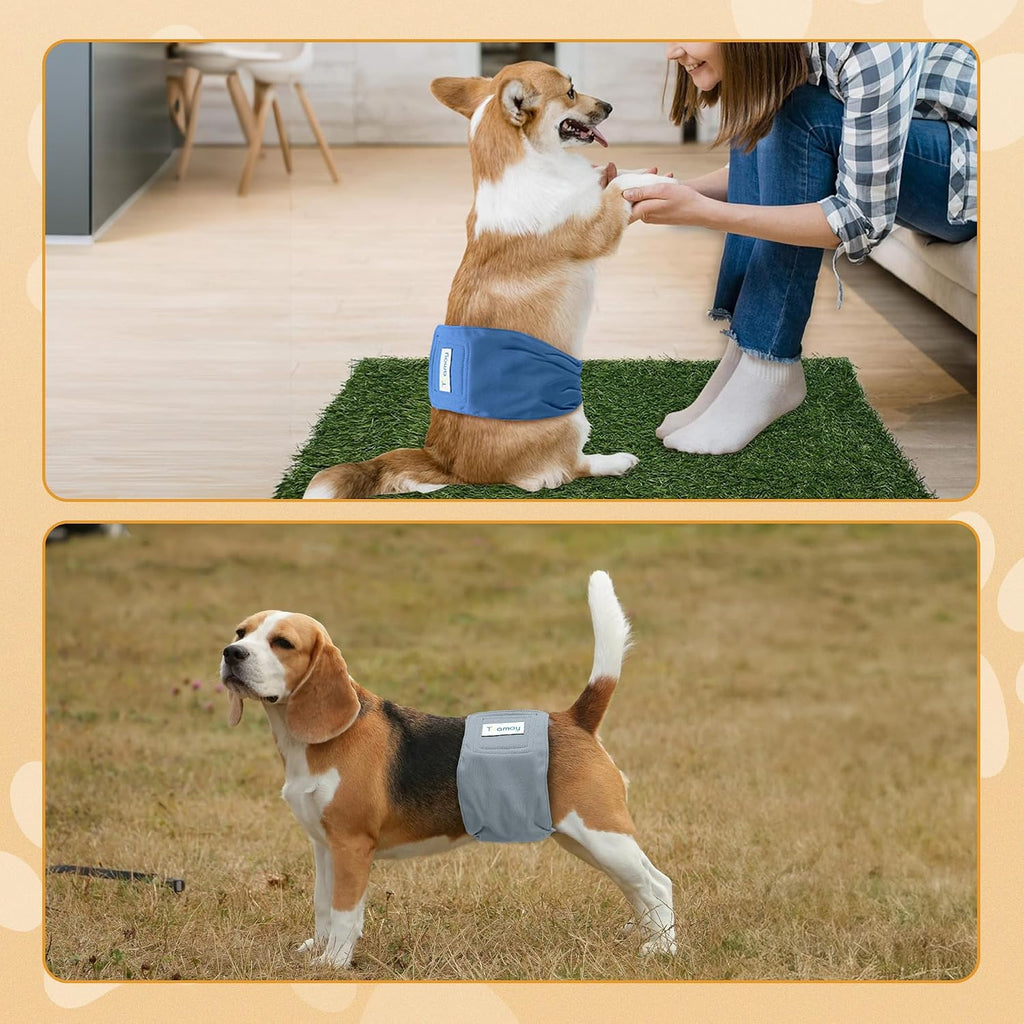 Side profile of the premium polyester male dog diaper wrap for leak protection
