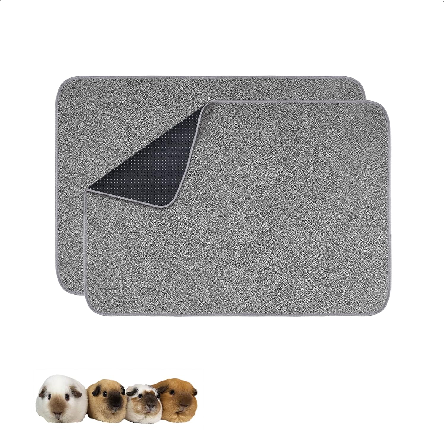Guinea Pig Cage Liner, 4 Pack - Washable, Reusable, Leakproof Fleece Bedding Pads for Small Animals with Anti-Slip Bottom - for 15''X29'' Area, Gray - Image 13