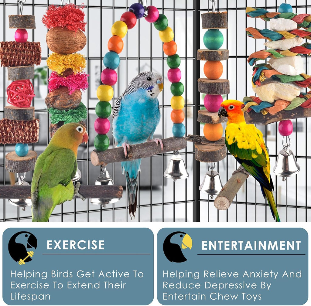 Colorful bird swing with wooden beads for parakeet cage