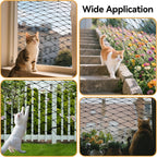Klmnop bite proof cat netting customized and installed over a large open window frame.