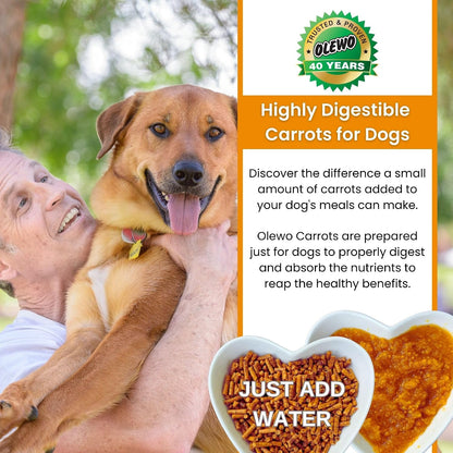 Close up of dehydrated Olewo carrot pellets for dogs