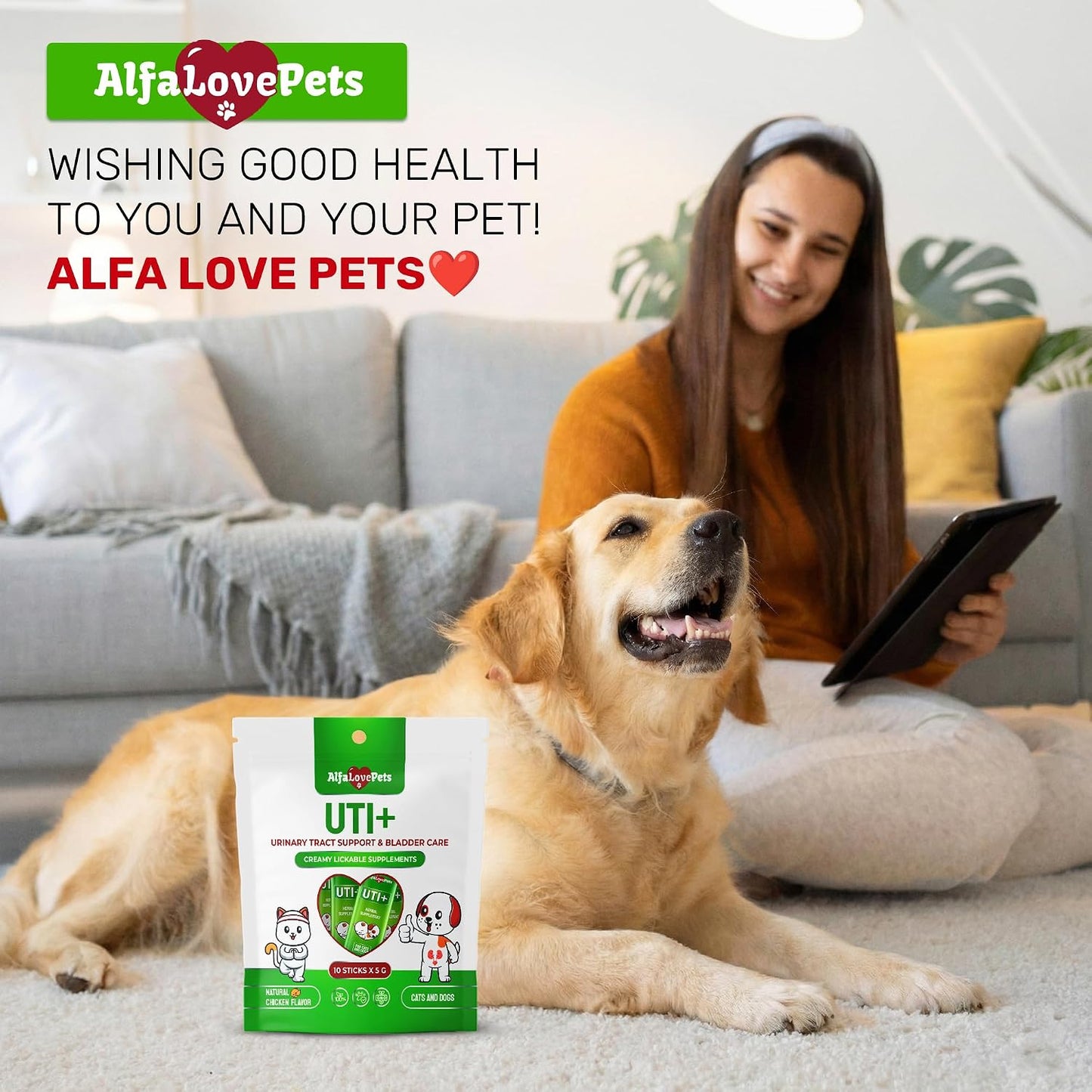Cat UTI Treatment for Frequent Urination, Bladder & Kidney Irritation - Squeezable Dog UTI Treatment for Natural Care - Creamy UTI+ Cranberry Supplement for Dogs with Chicken Flavor - 10 Sticks x 5 g - Image 9