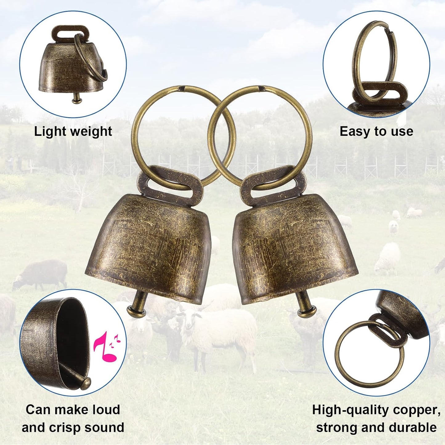 High density nylon herd tracking collars with stainless steel D rings for small farm animals