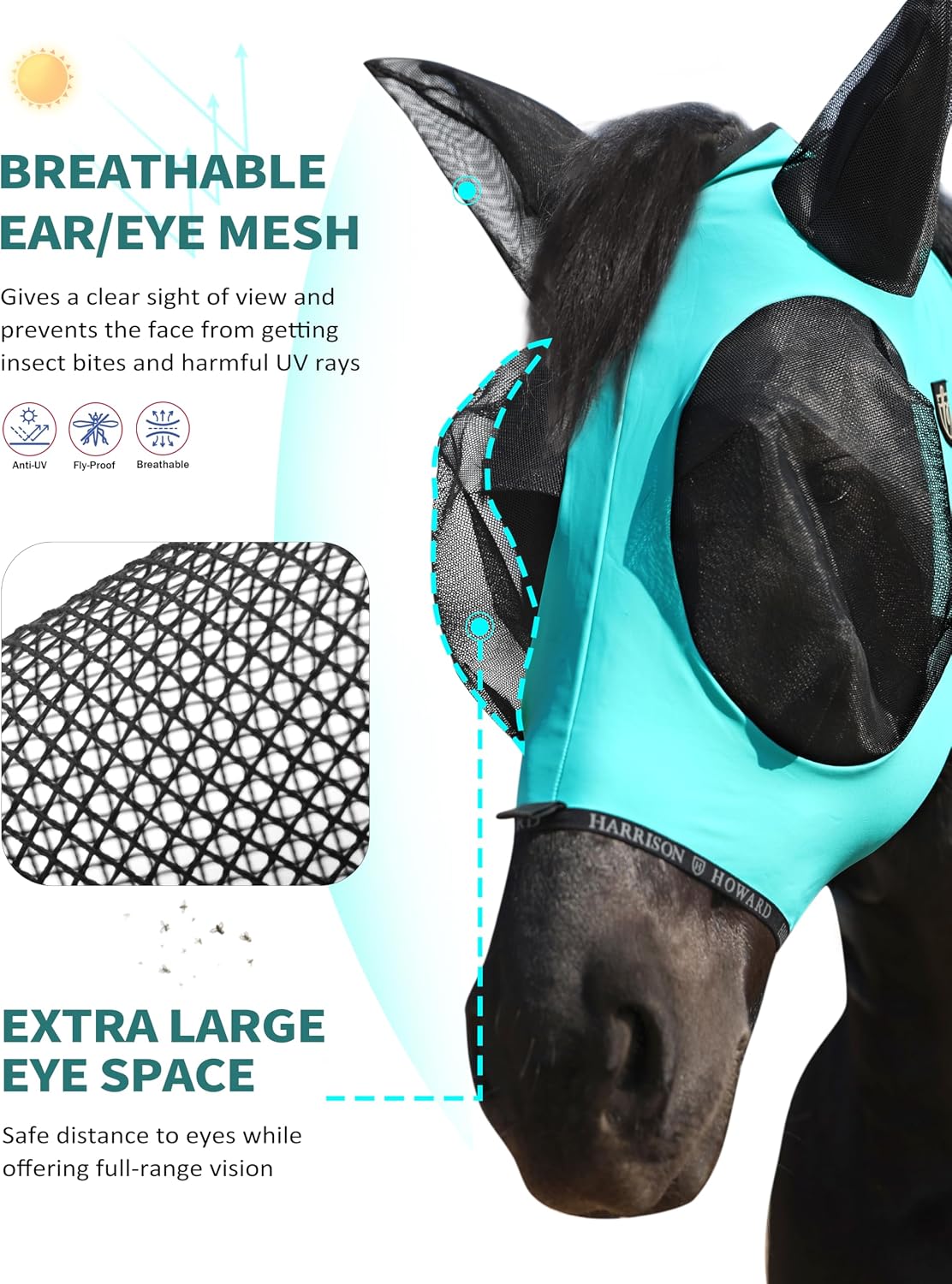 Harrison Howard fly mask with forelock opening side profile