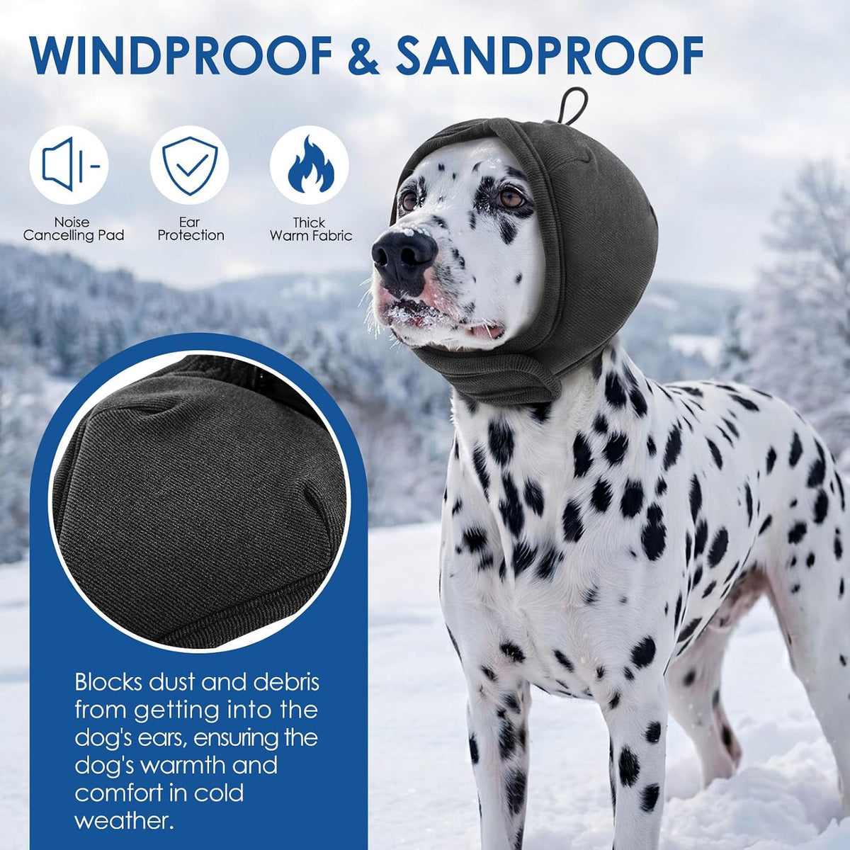 Close up of the breathable acoustic foam fabric on the grey pet head wrap.