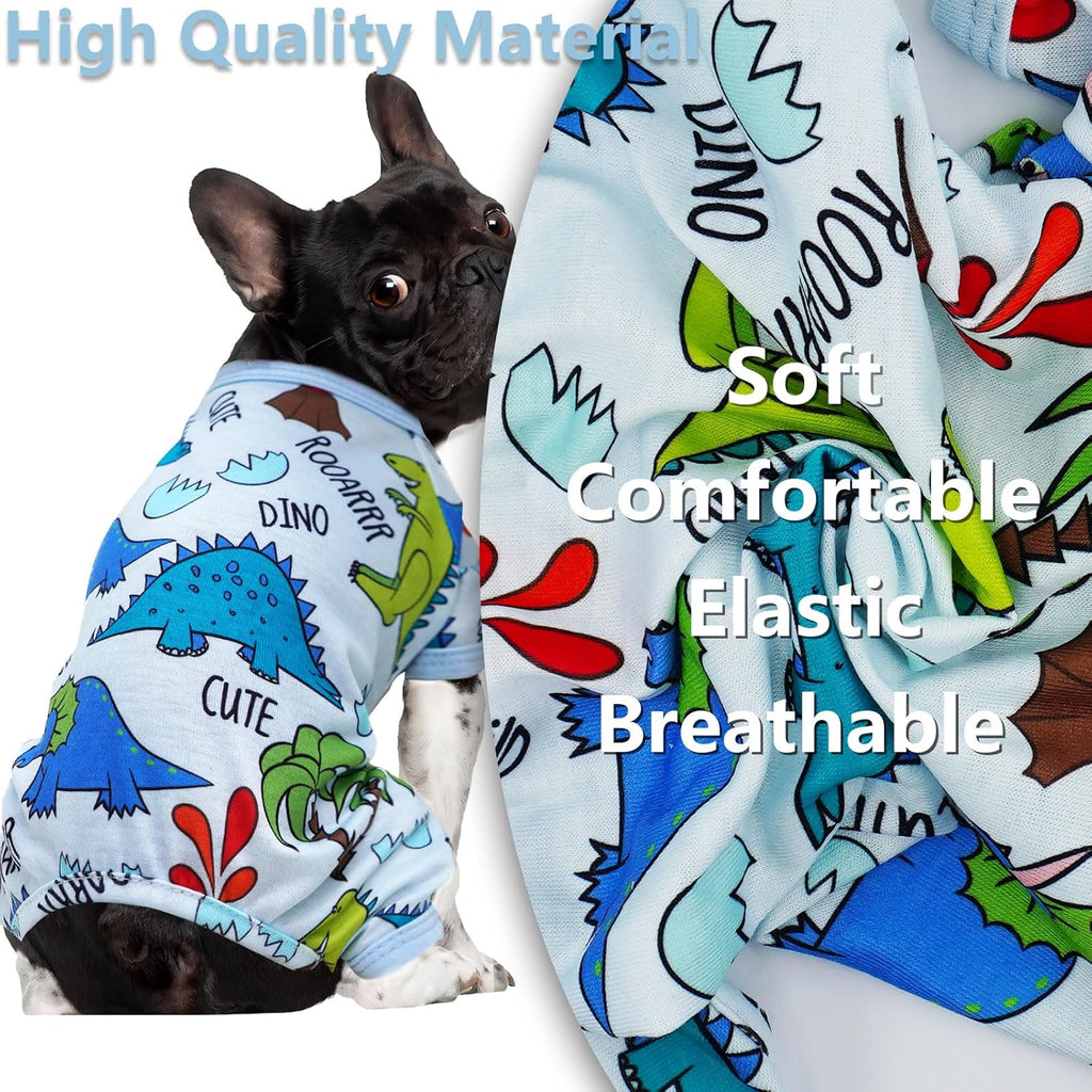 Close up shot of the breathable poly-cotton fabric on the cute doggie jammies.