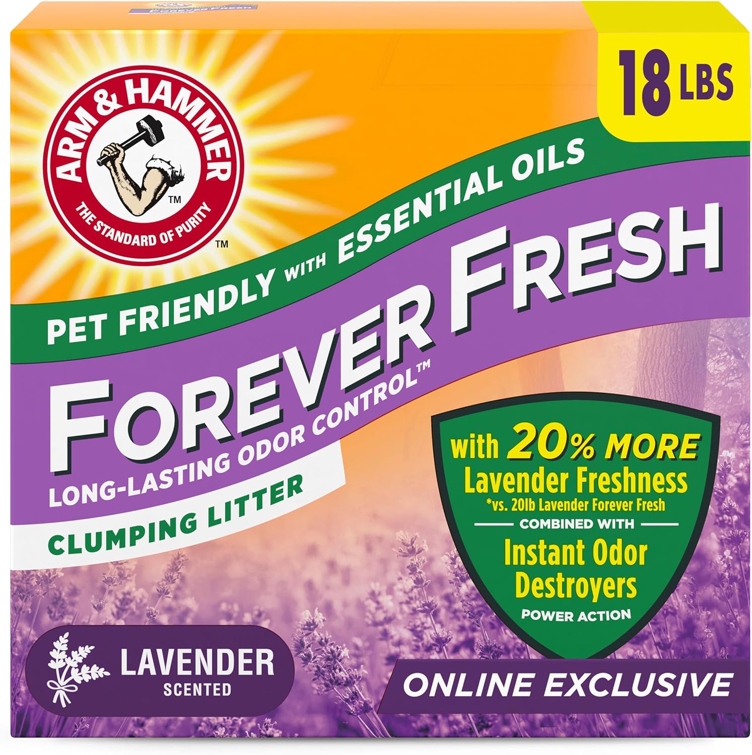 Arm and Hammer Forever Fresh Lavender Cat Litter box front view