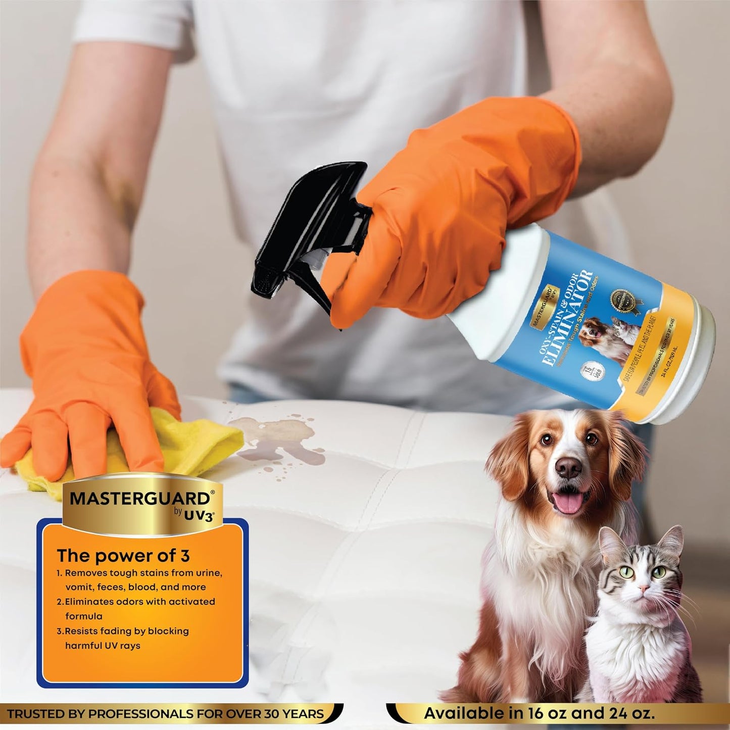 Active oxygen pet urine and wine stain remover for carpets