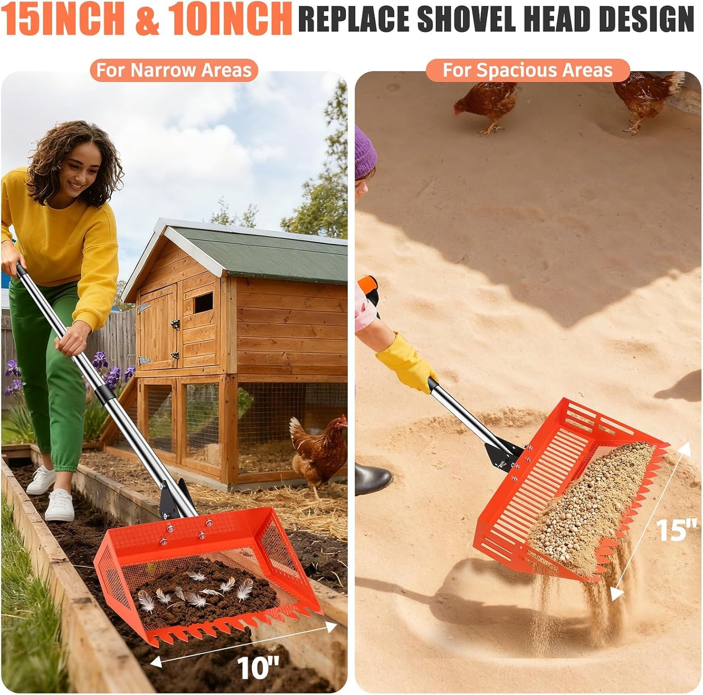 StarOcean coop cleaning tool showcasing the ten inch interchangeable narrow space precise cleaning shovel head.