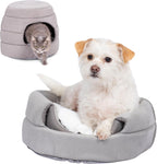 Birdrock Home 2 in 1 pet bed front view showing grey cat cave setup