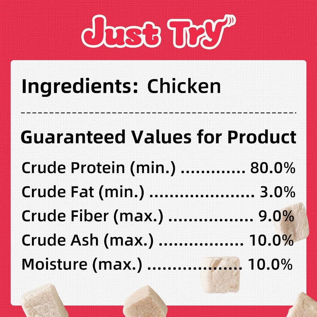 Just Try 7.05 oz Freeze Dried Chicken Cat & Dog Treats Food Topper Raw Single Ingredient High Protein Grain Free Healthy Dog Training Treats - Image 9