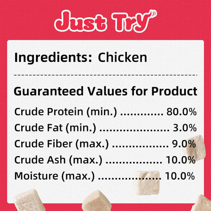 Just Try 7.05 oz Freeze Dried Chicken Cat & Dog Treats Food Topper Raw Single Ingredient High Protein Grain Free Healthy Dog Training Treats - Image 9