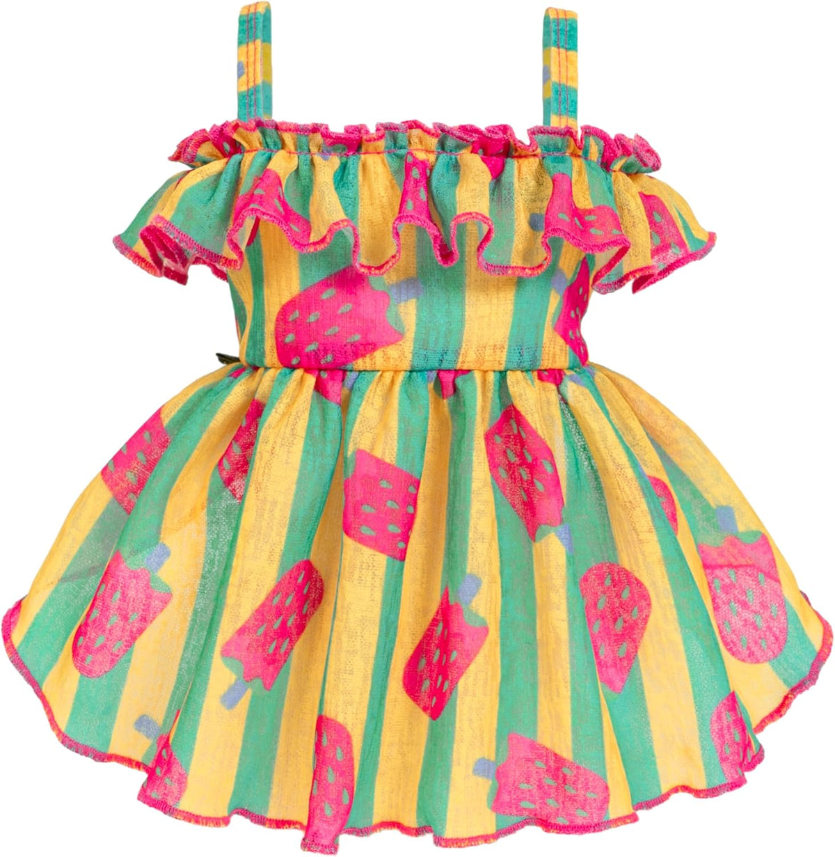 Fitwarm Flamingo Dress, Summer Clothes for Small Dogs Girl, Ruffled Hawaiian Sundress, Pet Outfit, Blue, Pink, Medium - Image 10