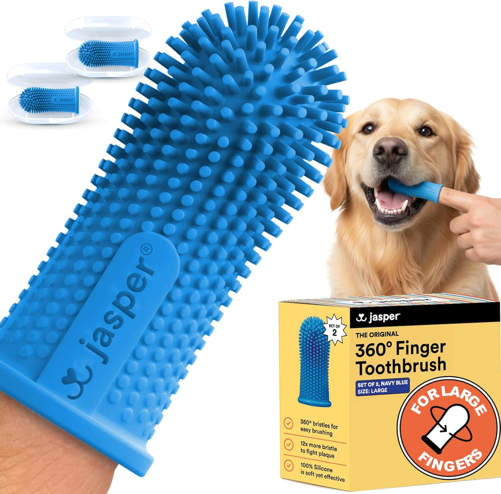 Jasper Dog Toothbrush, 360 Dog Tooth Brushing Kit, Finger Toothbrush, Cat Tooth Brush, Teeth Cleaning, Pet Tooth Brush for Small & Large Pets, Pet Toothpaste Not Included, 2-Pack Blue - Image 12