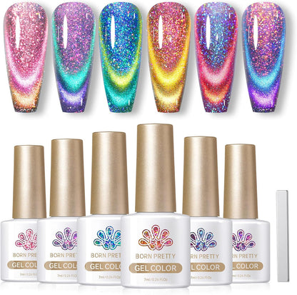 Born Pretty 9D Chameleon Cat Eye Gel Polish set bottles front view