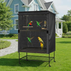 Side profile of Lyksgir protective pet enclosure cover for parrots