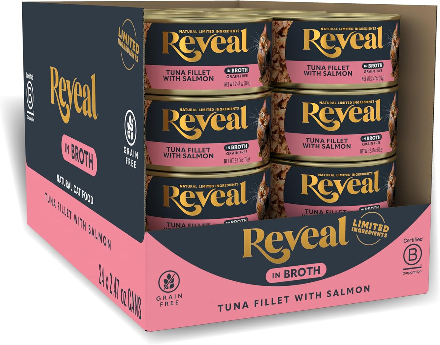 Reveal Natural Wet Cat Food, 24 Count, Grain Free, Limited Ingredient Canned Food for Cats, Tuna Fillet in Broth, 2.47 oz Cans - Image 11