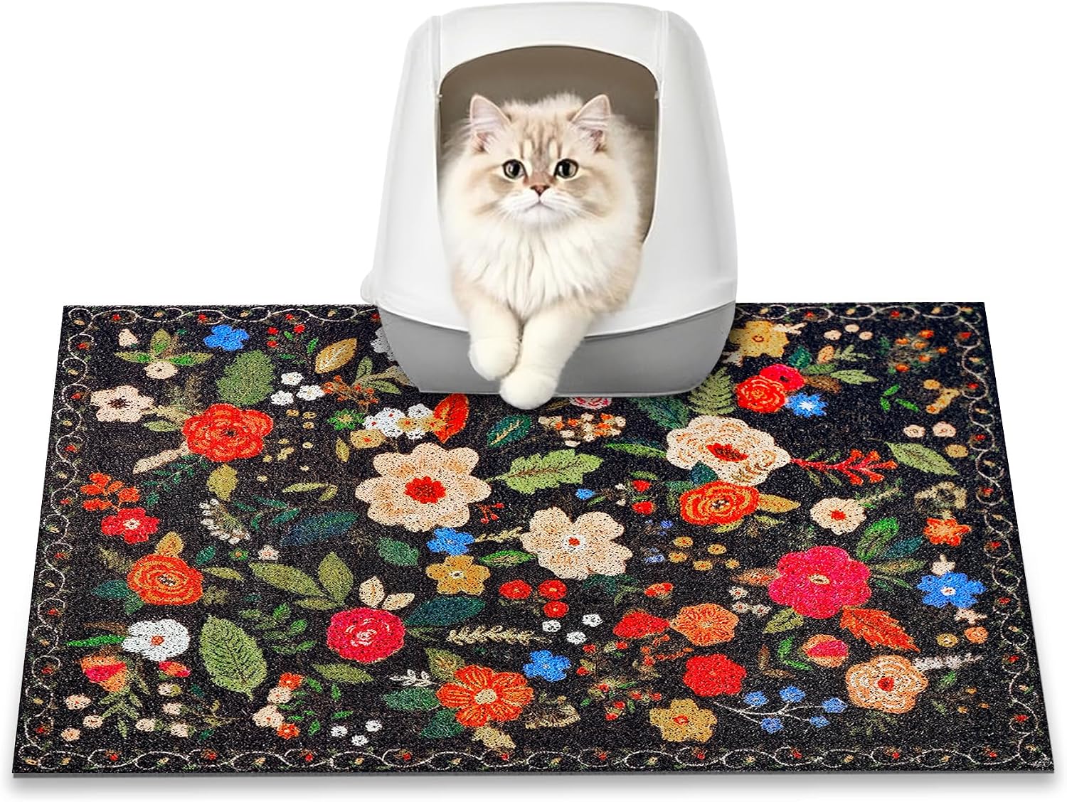 Imported high durability cat mat for litter box scatter protection