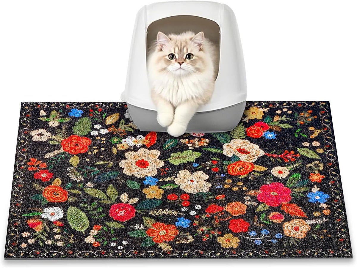 Imported high durability cat mat for litter box scatter protection