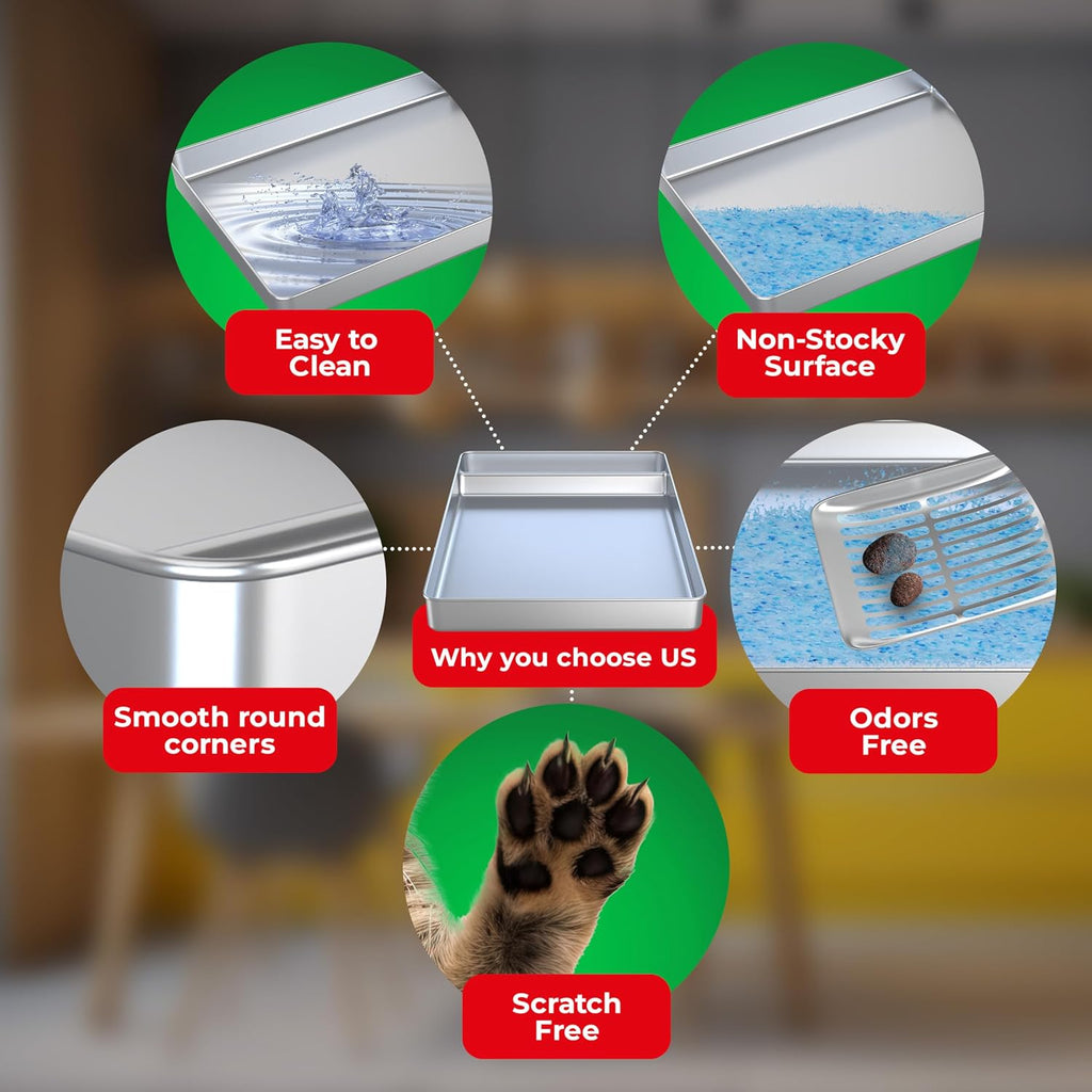 Included stainless steel scooper with Cosparx litter tray