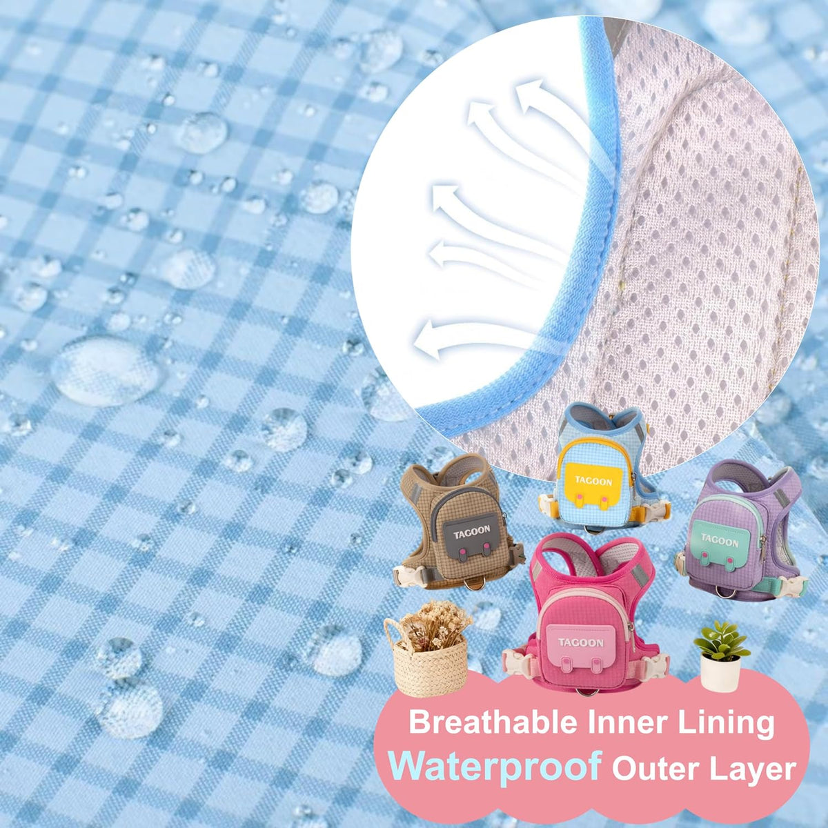 Dhgate waterproof pet hiking backpack pack of two displaying both the blue and purple medium variants.