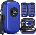 AUVON insulin cooler travel case front view showing rechargeable temperature display screen