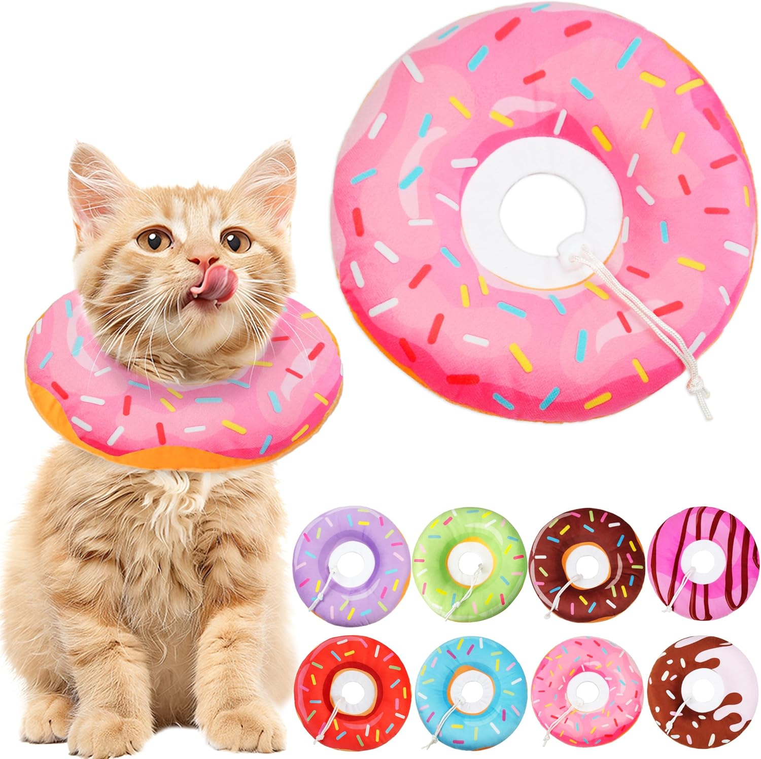 Hpetppy soft cat cone collar purple front view on kitten